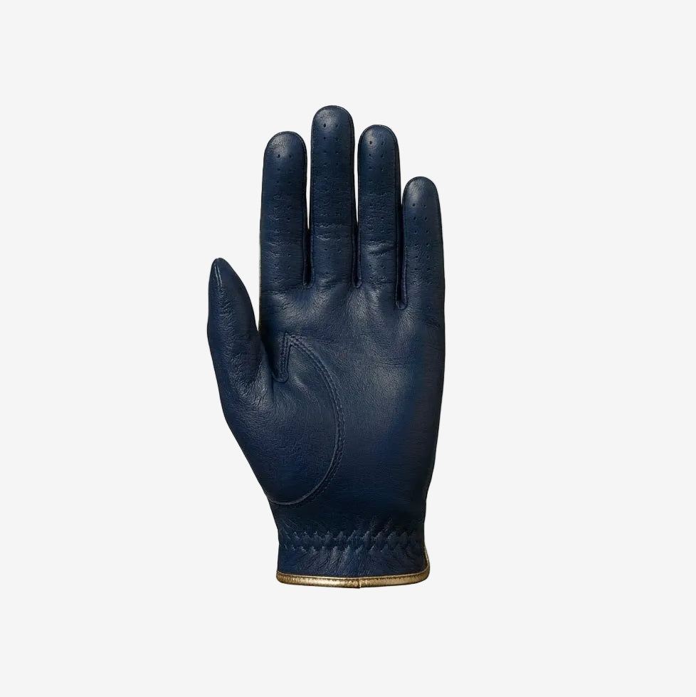 Black leather glove on a white background