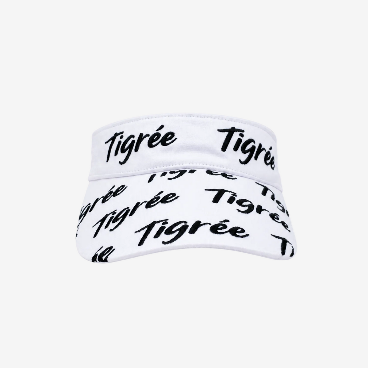 White visor with black text 'Tigrée' on a white background