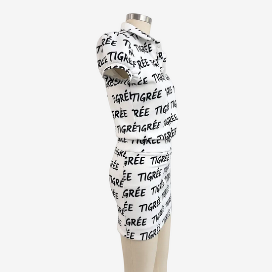 White collar with black text on a mannequin against a white background