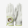 White golf glove with a cat design on a gray background