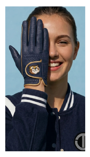 TIGRÉE Women's Golf Glove - Navy with Gold Trim
