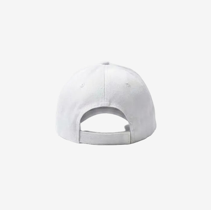 White baseball cap on a light gray background